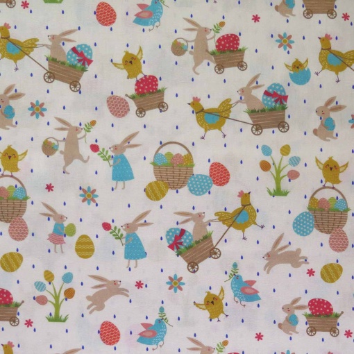 Tecido Páscoa Coelhos Multicor 1x1,50m
