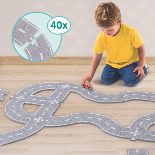 Circuito de Estrada em Feltro com Carro 40 Peças SES CREATIVE Tiny Talents