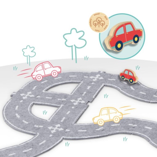 Circuito de Estrada em Feltro com Carro 40 Peças SES CREATIVE Tiny Talents
