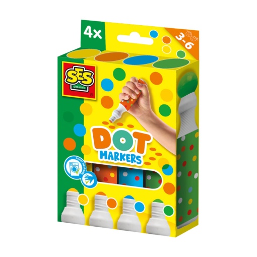 Marcadores DOT 4 cores XXL SES CREATIVE Hobby