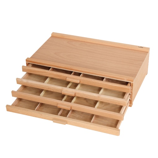 Caixa de arrumação em madeira com 4 gavetas 40x25x11,5cm