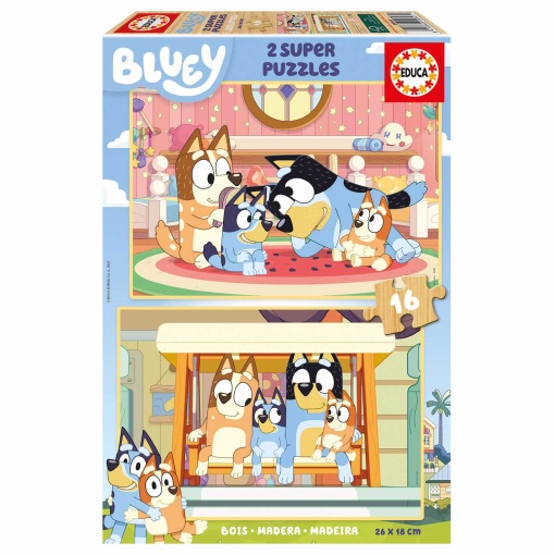 Puzzle de Madeira EDUCA 2x16 peças BLUEY