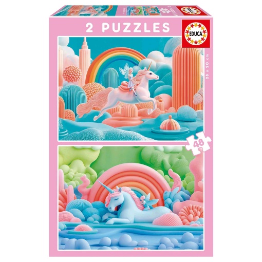 Puzzle EDUCA 2x48 peças Unicórnios Mágicos