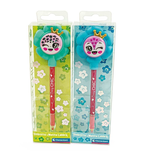 Crazy Chic Eyeshadow & Lip Liner Flowers Blue Sortido CLEMENTONI