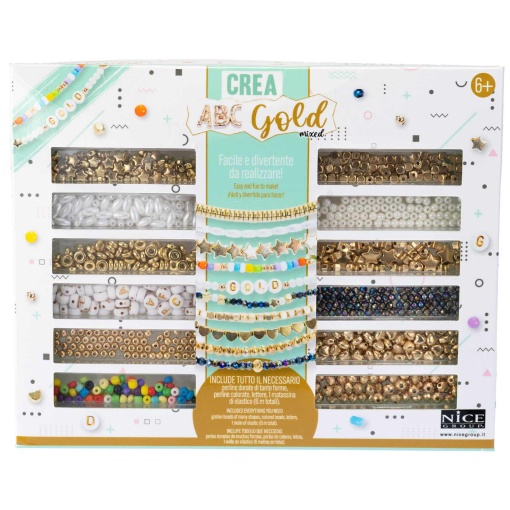 Kit de Pulseiras NICE Crea Perline Abc Gold Mixed 600 Peças
