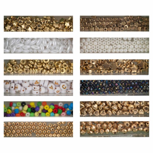 Kit de Pulseiras NICE Crea Perline Abc Gold Mixed 600 Peças