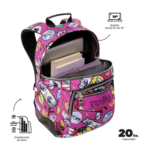 Mochila TOTTO Rayol 1kc 44x33x13,5cm