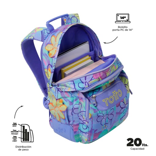 Mochila TOTTO Rayol 5q8 44x33x13,5cm