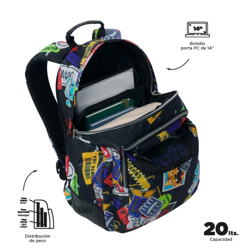Mochila TOTTO Rayol 8c5 44x33x13,5cm