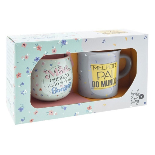 Conjunto 2 Canecas Lovely Story "Pai e mãe" 50ml