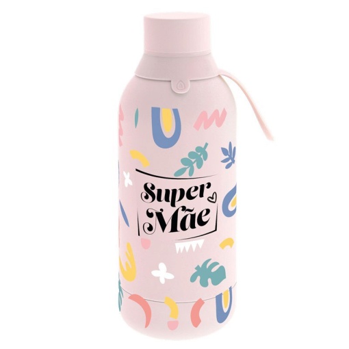 Garrafa Térmica Lovely Story "Super Mãe" 500ml PINK