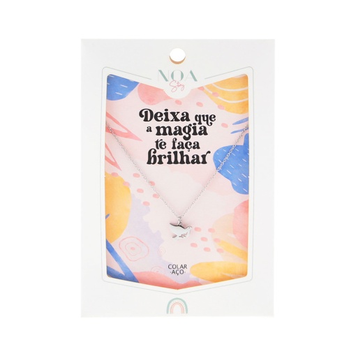 Colar Aço Prateado NOA Story Pomba "Deixa que a magia..."