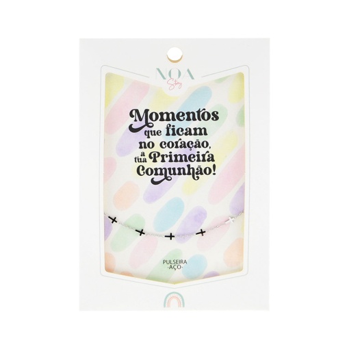 Pulseira Aço Prateado NOA Story Cruzes "Momentos Que..."