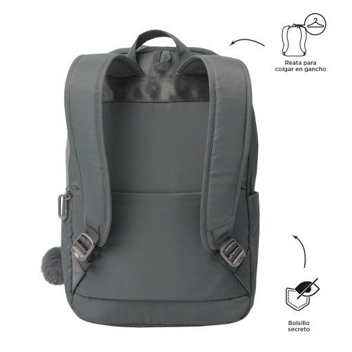 Mochila TOTTO Adelaide Cinza 41,5x28,5x13,5cm