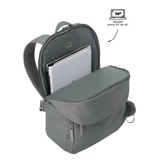 Mochila TOTTO Adelaide Cinza 41,5x28,5x13,5cm