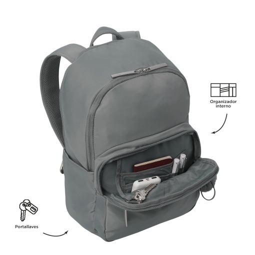 Mochila TOTTO Adelaide Cinza 41,5x28,5x13,5cm