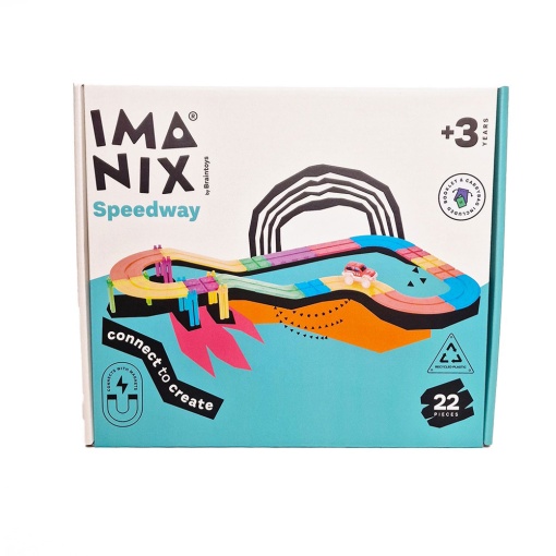 Jogo de Construção Magnético Imanix Speedway 22 peças BRAINTOYS