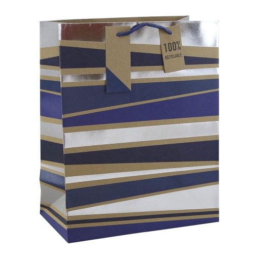 Saco de Papel Asa Torcida CLAIREFONTAINE Riscas/Azul 26,5x33x12,5cm