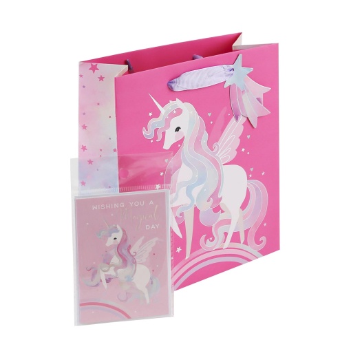 Saco de Papel Asa Tecido CLAIREFONTAINE Unicórnio/Rosa 17,5x22,5x9,5cm