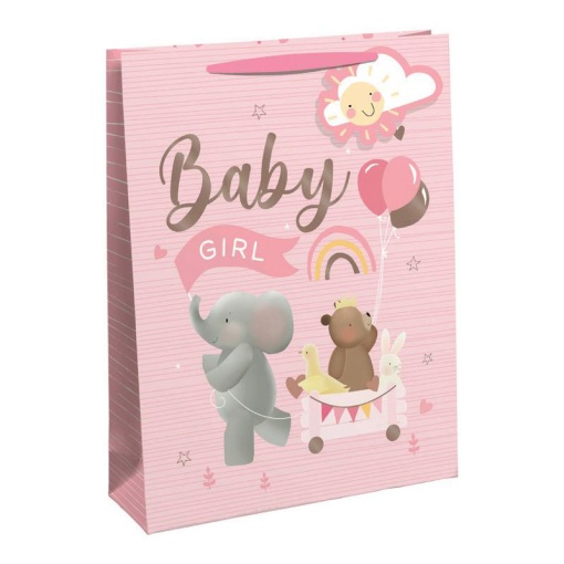 Saco de Papel Asa Tecido CLAIREFONTAINE Baby Girl/Rosa 33x45x15cm