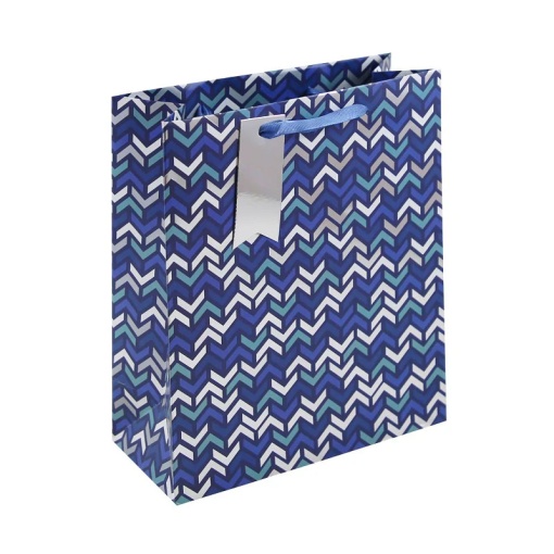 Saco de Papel Asa Tecido CLAIREFONTAINE Padrão Geométrico/Azul 17,5x22,5x9,5cm