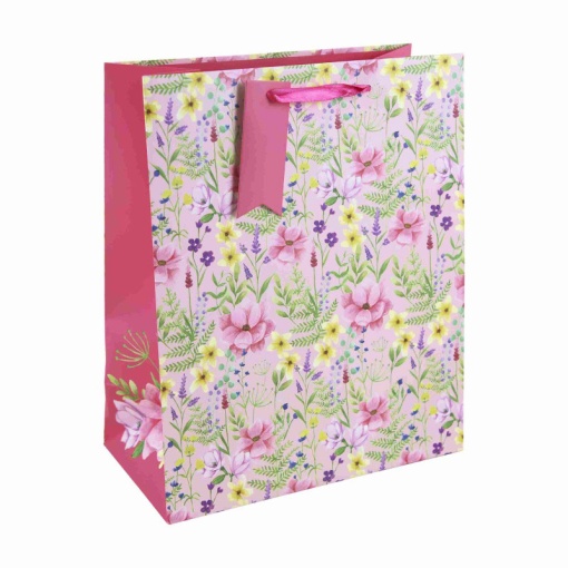 Saco de Papel Asa Tecido CLAIREFONTAINE Flores/Rosa 26,5x33x12,5cm