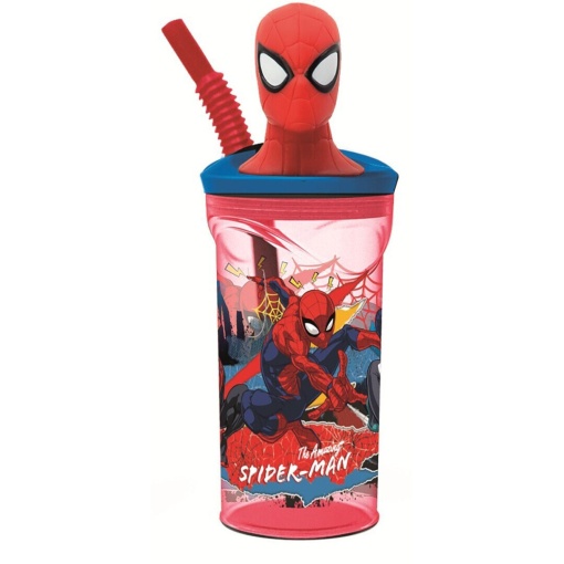 Copo MARVEL Spider-man com tampa 3D e palhinha 360ml 83566