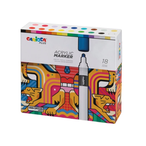 Marcador Acrílico CARIOCA Plus 18 Cores