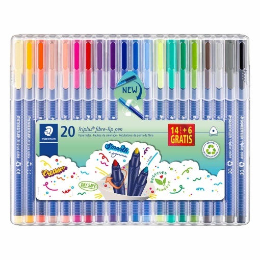 Canetas de Feltro STAEDTLER Triplus Color 323 1mm 16+4 Bonus Cores