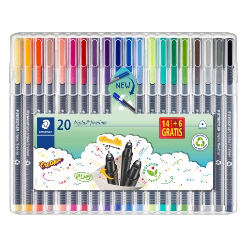 Fineliner STAEDTLER Triplus 334 0,3mm 16+4 Bónus Cores