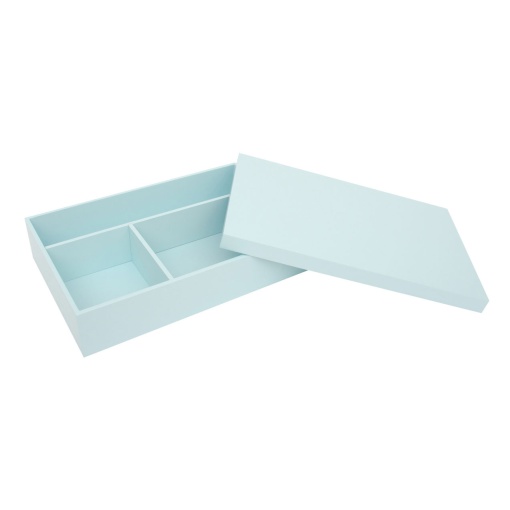 Caixa de batizado em madeira lacada azul bebé 38x25x7,5cm
