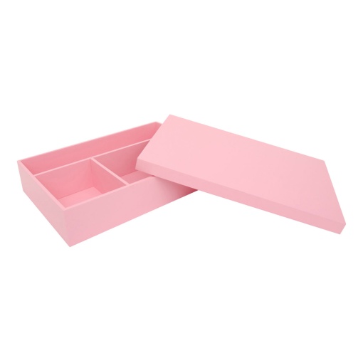 Caixa de batizado em madeira lacada rosa bebé 38x25x7,5cm