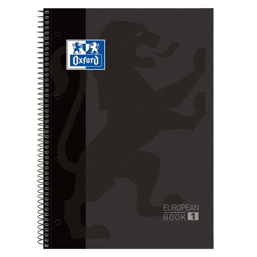 Caderno A4 Capa Dura Espiral OXFORD Classic Quadriculado 80 folhas 90g Preto