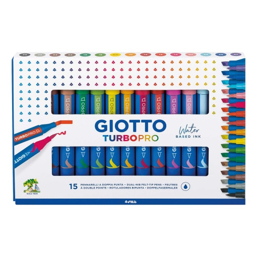 Marcador GIOTTO aguarelável Turbopro 2 pontas (15 unidades)