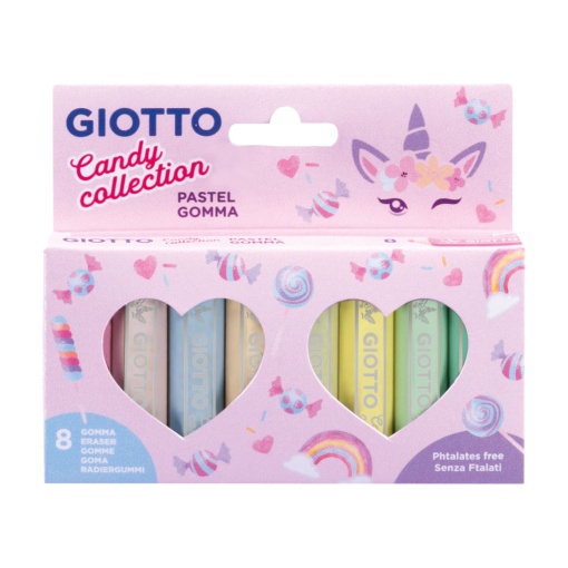 Borracha GIOTTO Candy Collection Pastel Sortido com 8 unidades