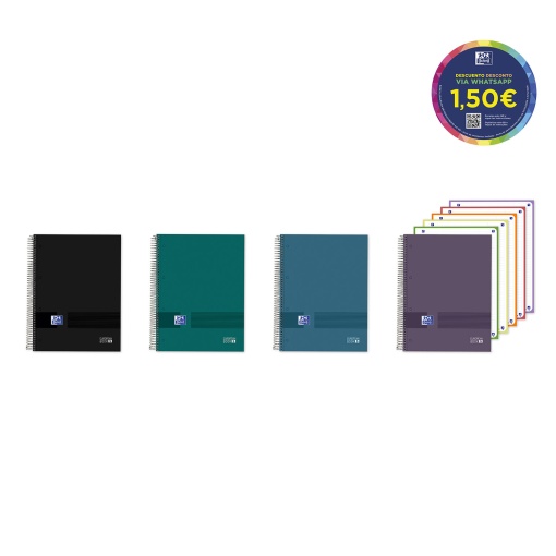 Caderno A4 Capa Dura Espiral OXFORD & YOU Pautado 120 folhas 90g Cores Neutras Sortido