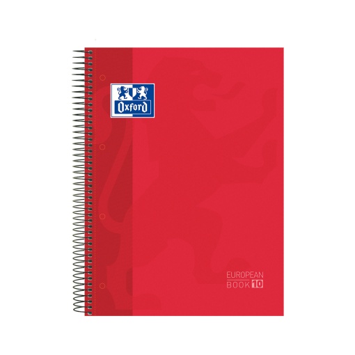 Caderno A4 capa dura espiral OXFORD School Europeanbook 10 quadriculado 150 folhas 90g cores vivas sortido