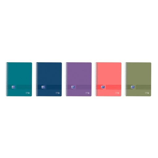 Caderno A4 Capa Plástica Espiral OXFORD LIVE&GO Pautado 160 folhas 90g Cores Vivas Sortido