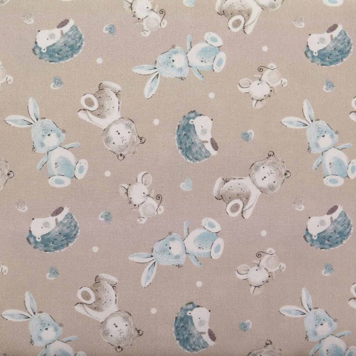Tecido Petit Kids Coelhinhos Bege/Azul 1x1,50m