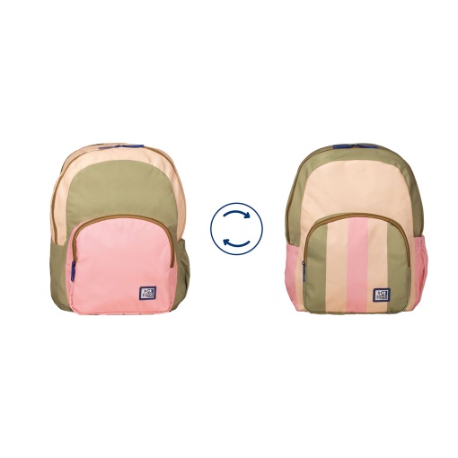 Mochila OXFORD Color Block Reversível 38,5x30x13cm Safari Rose