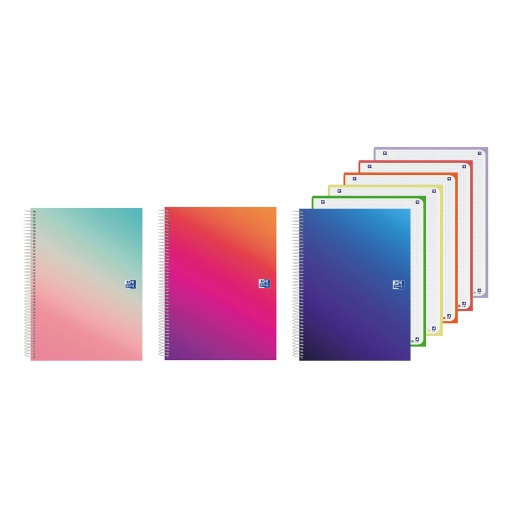 Caderno A4 Capa Dura Espiral OXFORD Gradient Quadriculado 120 folhas 90g Sortido