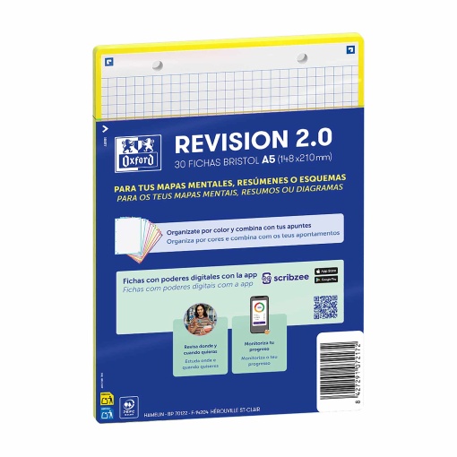 Ficha de Revisão 2.0 A5 Quadriculada OXFORD Amarelo 30 unidades