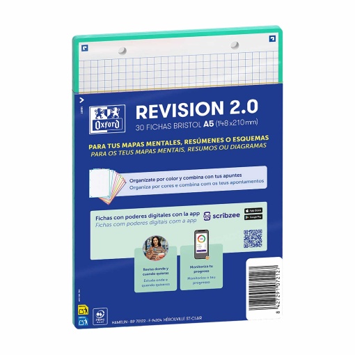 Ficha de Revisão 2.0 A5 Quadriculada OXFORD Ice Mint 30 unidades