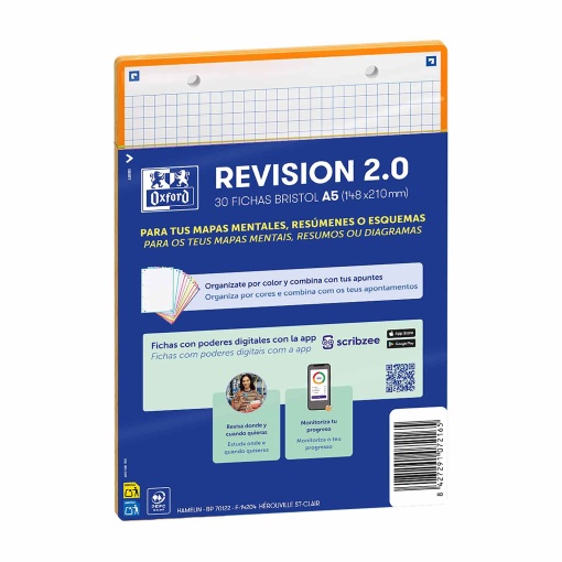 Ficha de Revisão 2.0 A5 Quadriculada OXFORD Laranja 30 unidades