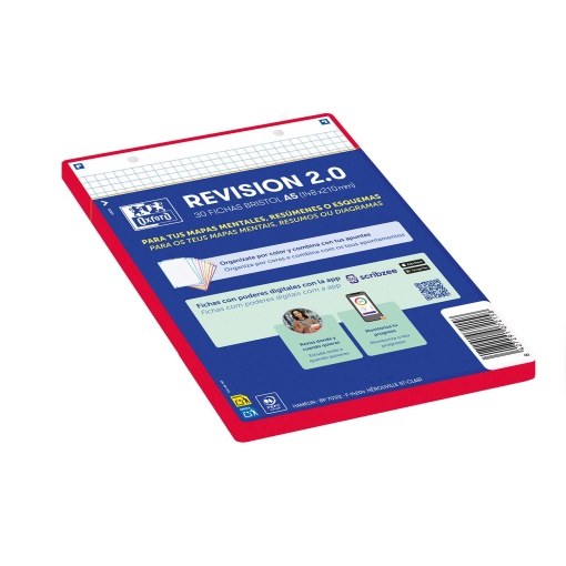 Ficha de Revisão 2.0 A5 Quadriculada OXFORD Vermelho 30 unidades