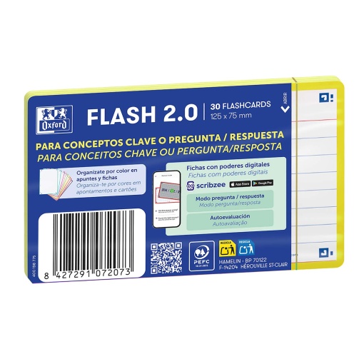 Flashcard 2.0 A7 pautado OXFORD amarelo 30 unidades