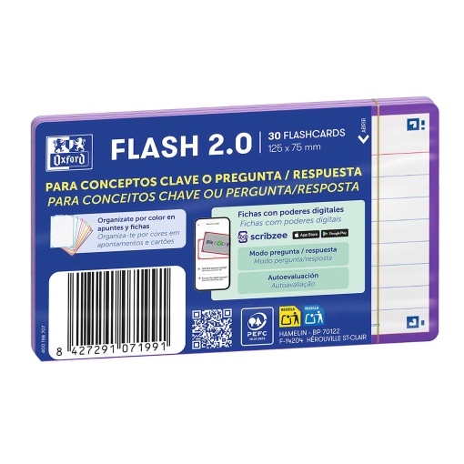 Flashcard 2.0 A7 pautado OXFORD roxo 30 unidades