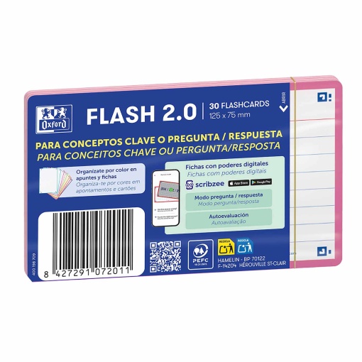 Flashcard 2.0 A7 pautado OXFORD rosa 30 unidades