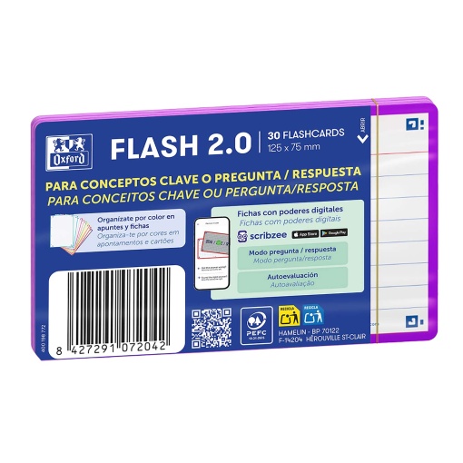 Flashcard 2.0 A7 pautado OXFORD lilás 30 unidades