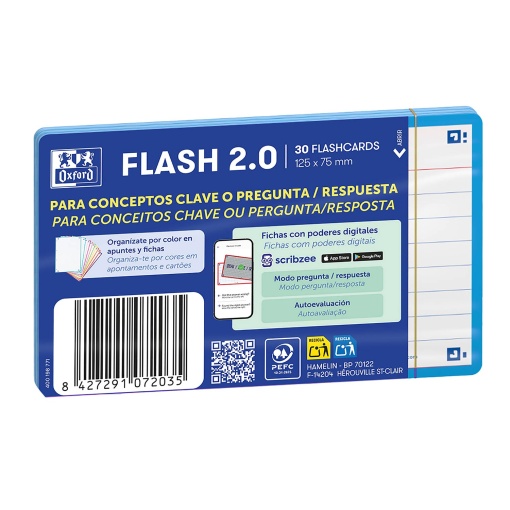 Flashcard 2.0 A7 pautado OXFORD turquesa 30 unidades